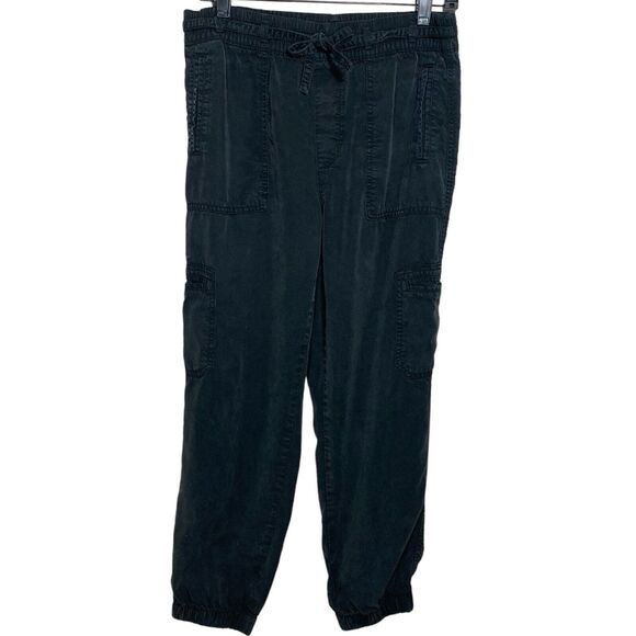 American Eagle Cargo Pants Womens Small Black Jogger Pull On Elastic Waist Tie - Picture 4 of 10